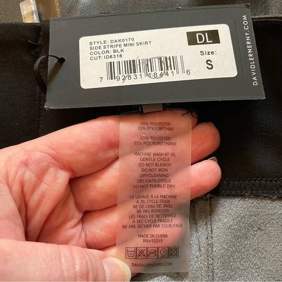 David Lerner Revolve Side Stripe Black Faux Leather Mini Skirt Size Small NWT - Picture 5 of 5
